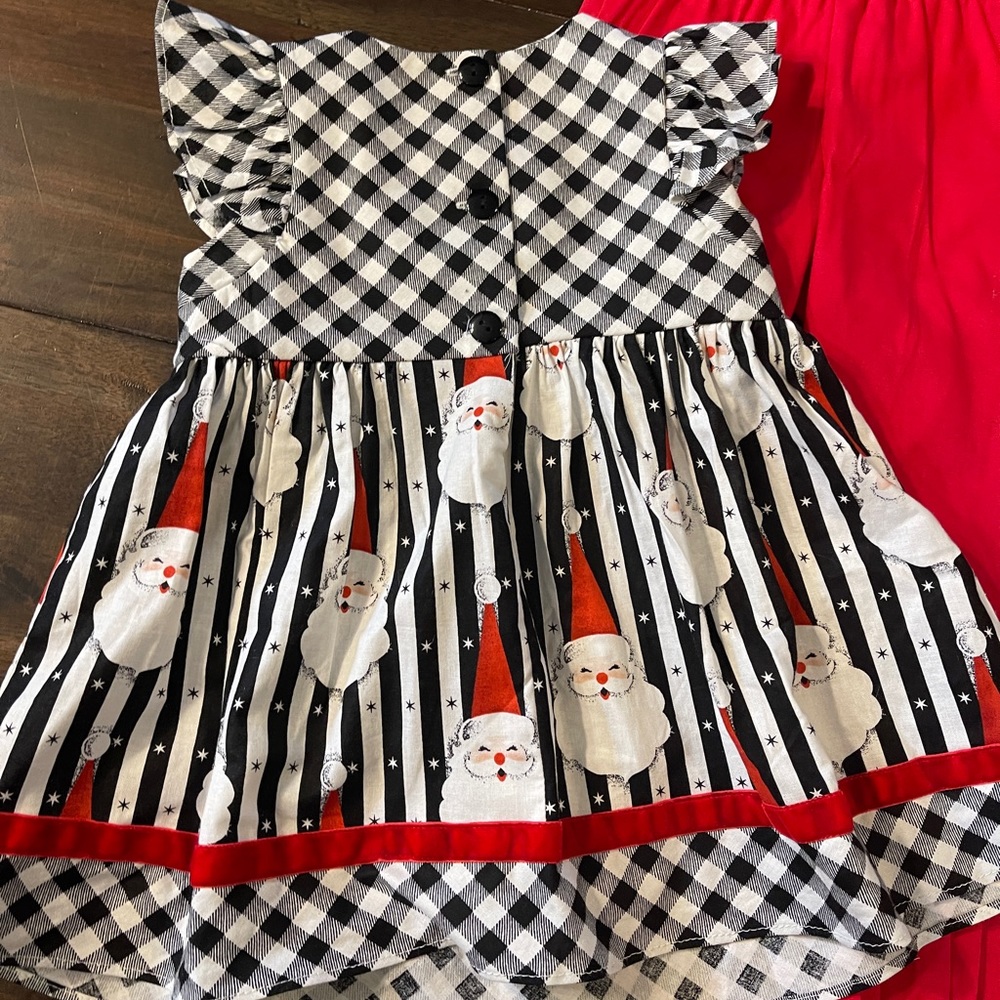 Ric Rac and Ruffles Santa set, black and white top and red flair pants size 2T - Picture 4 of 5